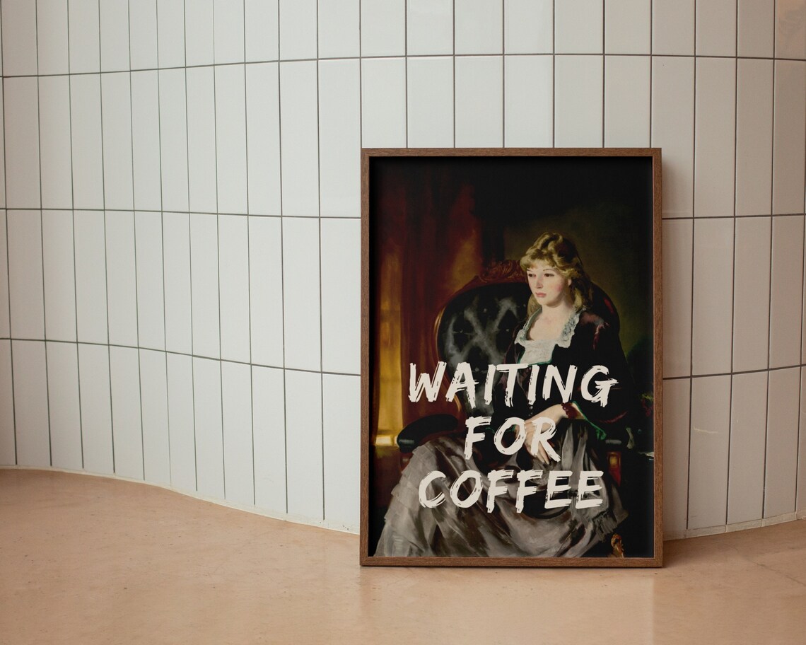 Waiting For Coffee Vintage Portrait Art Print - Image 4