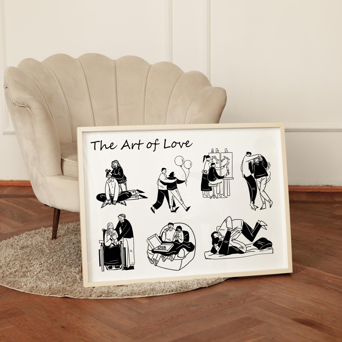The Art Of Love Couples Everyday Moments Line Drawing Poster - Image 7