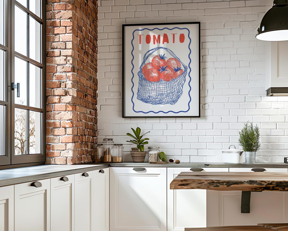 Tomato Basket Hand Drawn Modern Kitchen Art Illustration Poster - Image 5