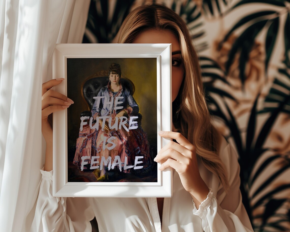 The Future Is Female Graffiti Seated Lady Portrait Quote Poster - Image 4