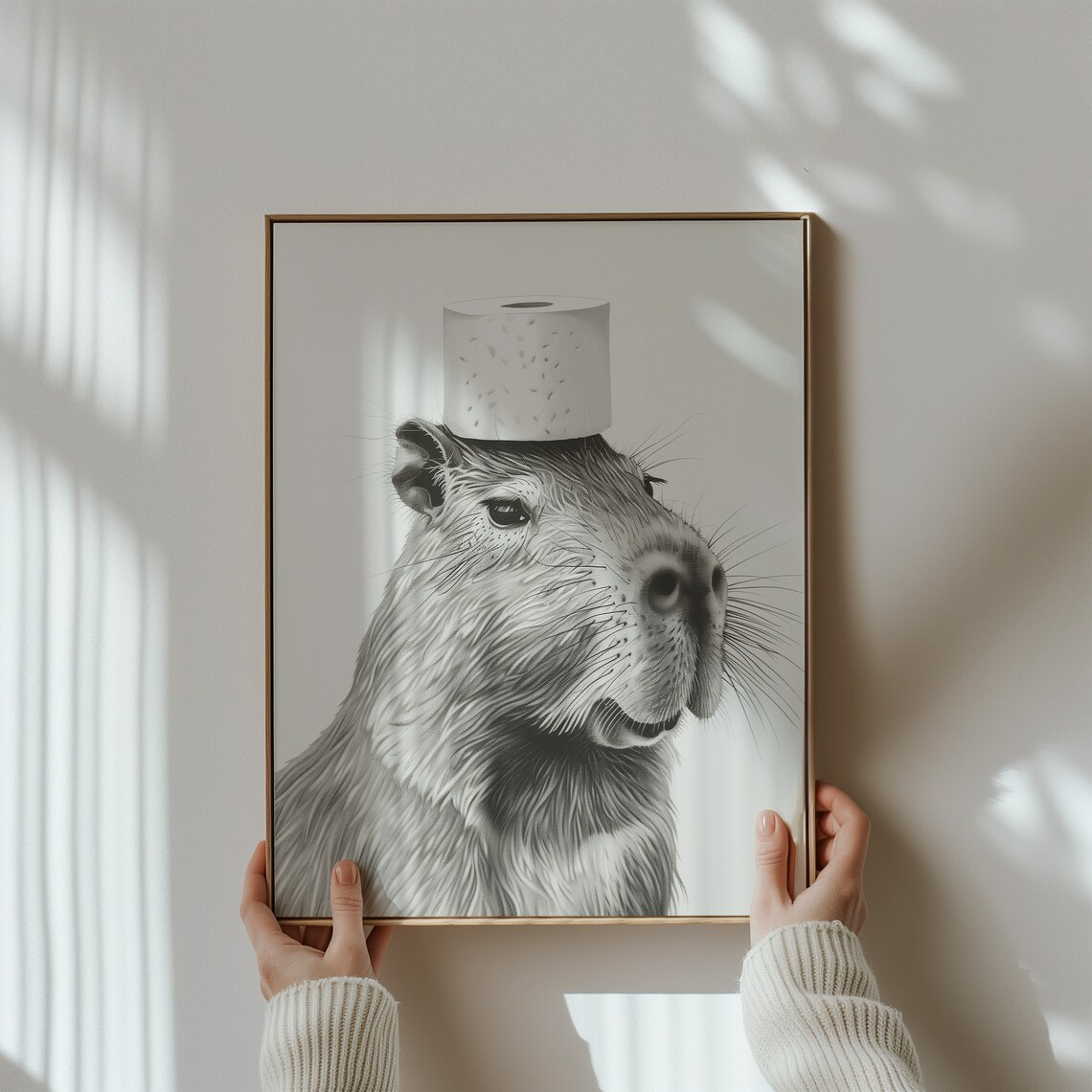 Capybara Bathroom Art Print, Black And White Decor - Image 3