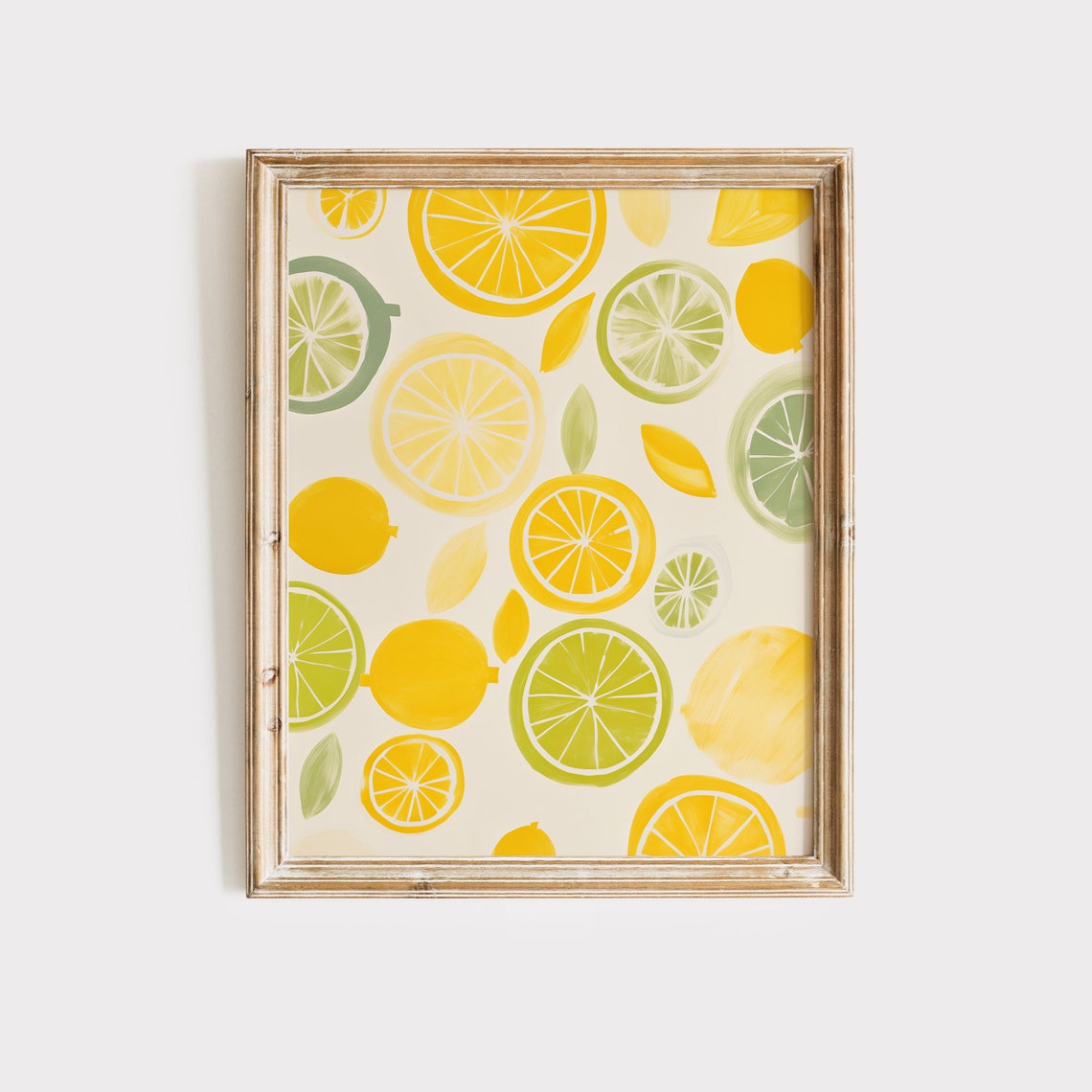 Lemon And Lime Slices Pattern Watercolor Citrus Kitchen Wall Poster