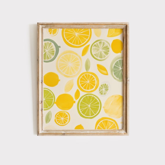 Lemons Print Lemon Juice Wall Decor Lemon Illustration Lemon Fruit Market Poster Lemon Vintage Decorative Fruits Picture Retro Wall Art