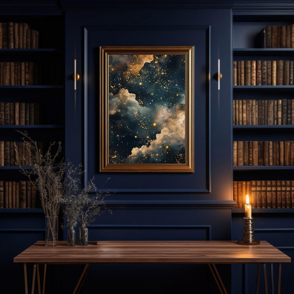 Moody Celestial Print, Dark Academia Starry Night - Image 2