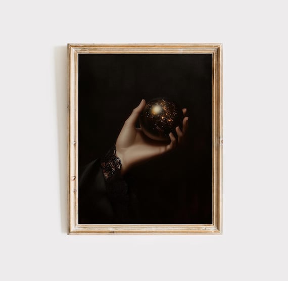 Dark Gothic Hand Holding Crystal Ball Witchy Occult Dark Academia Poster