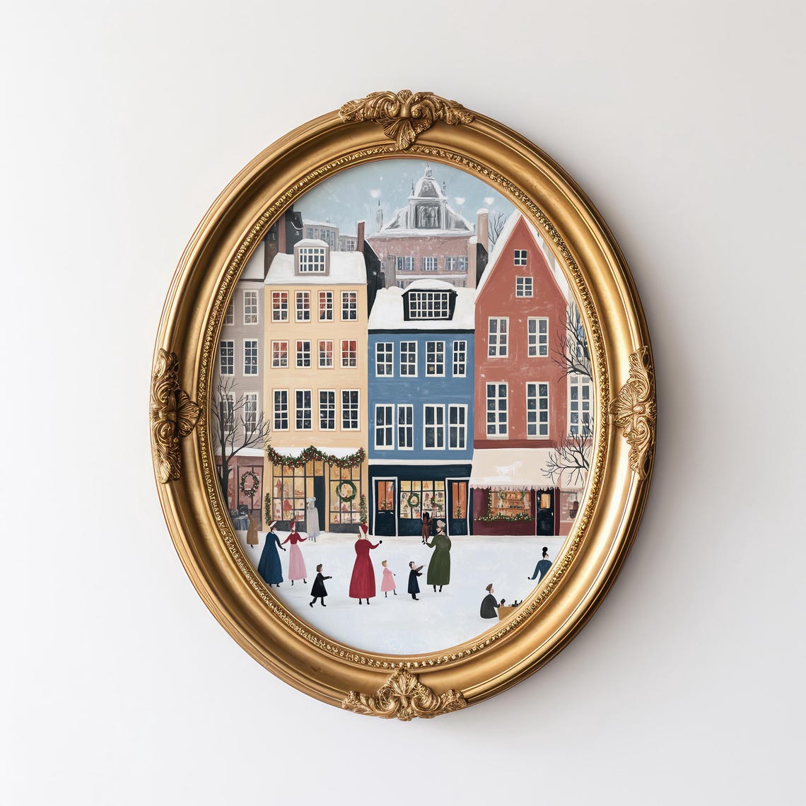 Colorful Winter Street Snow Scene in Copenhagen Style Poster - Image 3