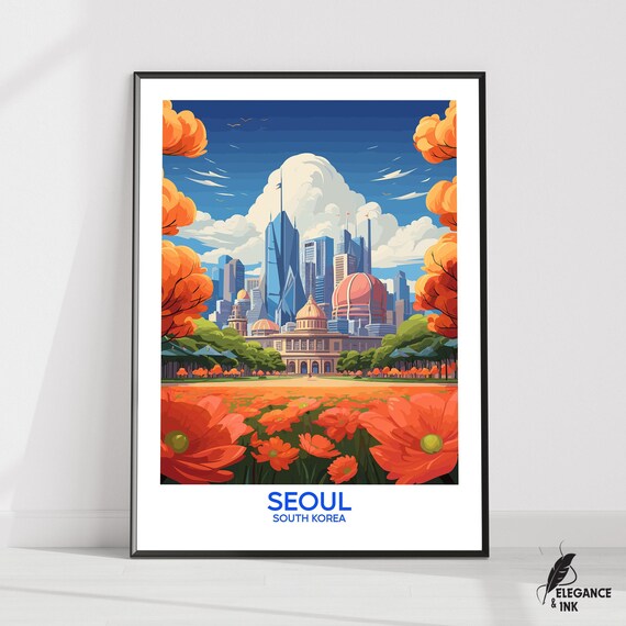 Seoul Posterseoul Travel Printseoul Wall Artseoul Decorseoul Illustrationseoul Art Gift Ideaseoul Wedding Anniversary
