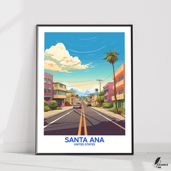 Santa Ana Wall Hanging Postersanta Flat Vector Illustration Canvascalifornia Handmade Wooden Frame And Unframed Colorful Vintage Gift