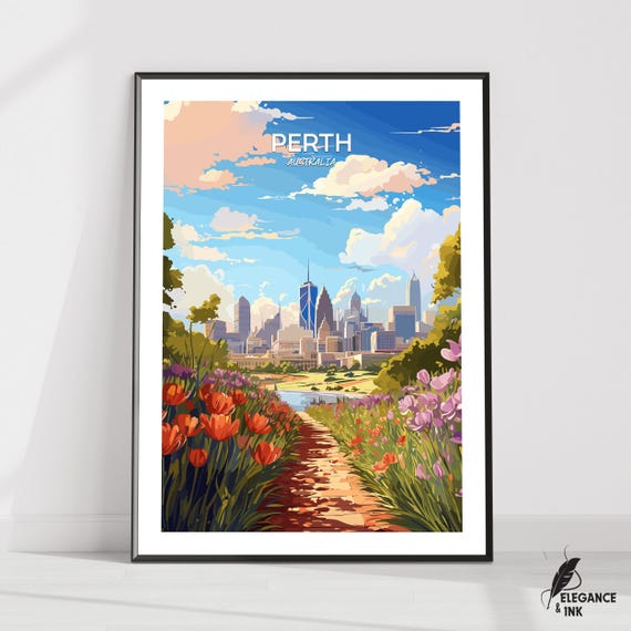 Perth Printperth Travel Posterperth Artworkperth Canvasperth Wall Decorperth Home Vintage Paintingperth