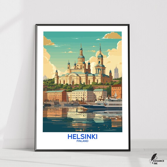 Helsinki Posterhelsinki Wall Arthelsinki Decortravel Printillustrationhome Decorwall Art Gift Ideawedding Anniversary