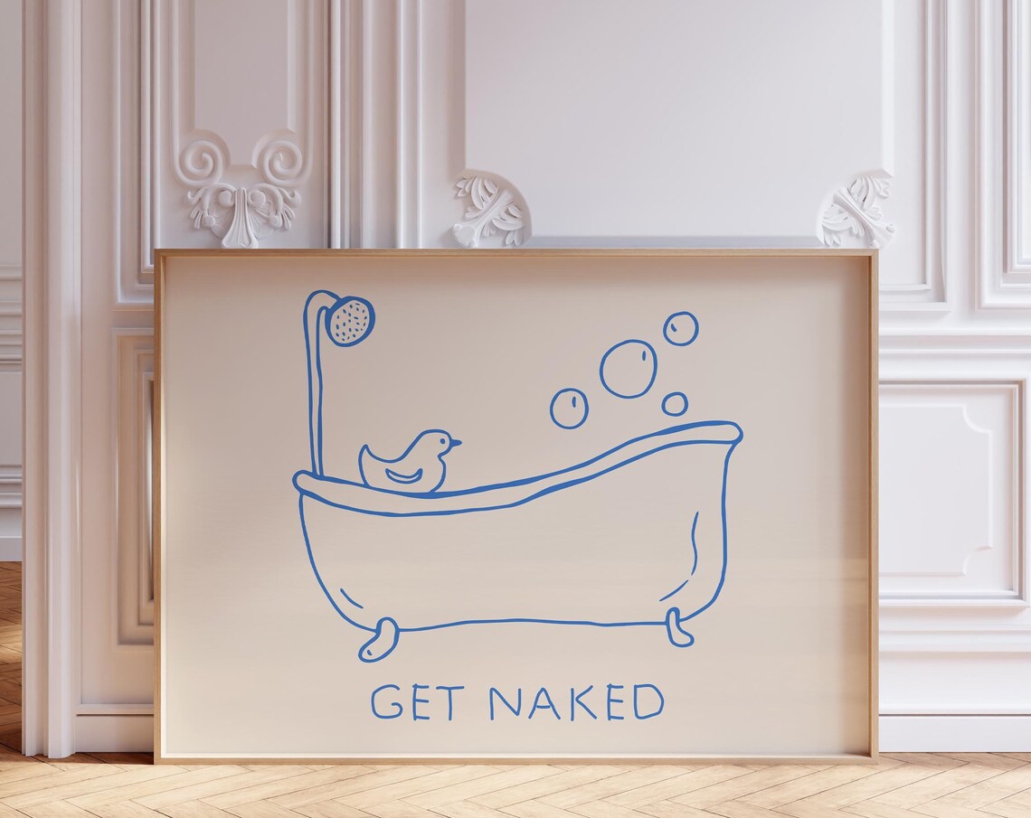 Get Naked Funny Bathroom Quote Retro Poster - Image 3