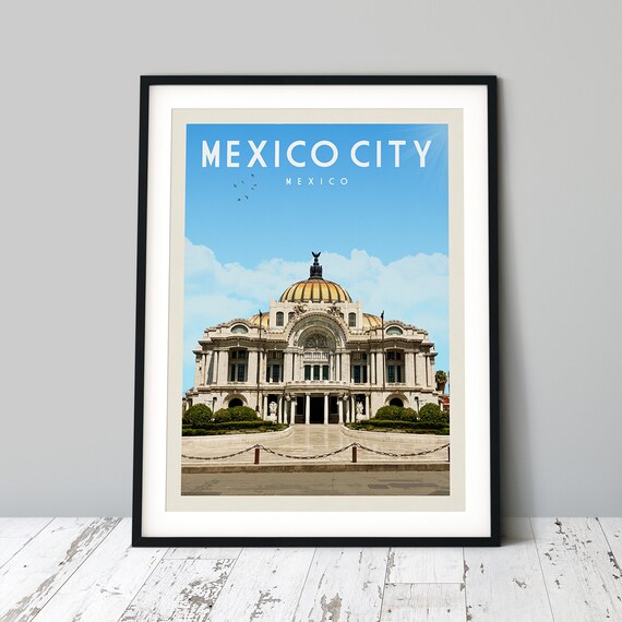 Mexico City Print Travel Poster Wall Art Gift Decor Map