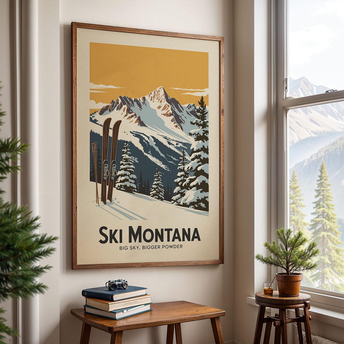 Montana Ski Poster, Vintage Lodge Decor