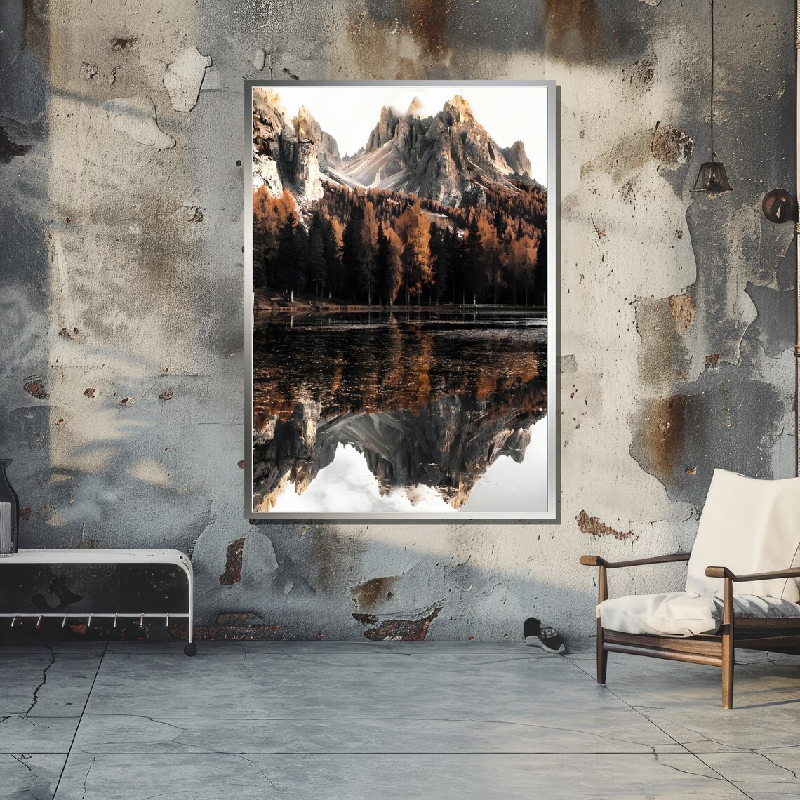 Serene Mountain Reflection, Autumn Forest Landscape - Image 5