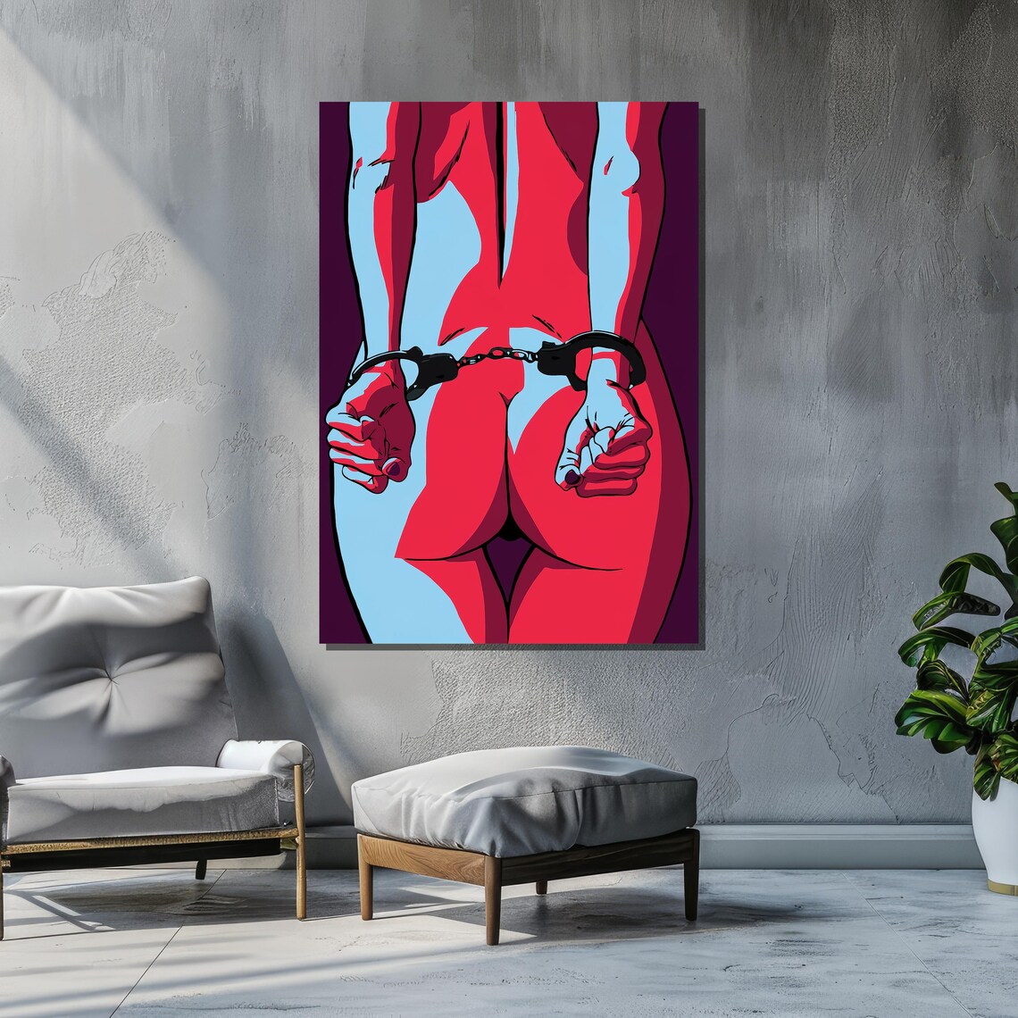Bold Pop Art Handcuffed Figure - Poster Print - Image 2