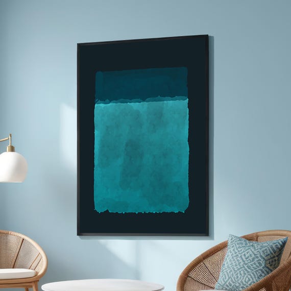 Abstract Teal And Turquoise Minimalist Canvas Geometric Wall Art Print