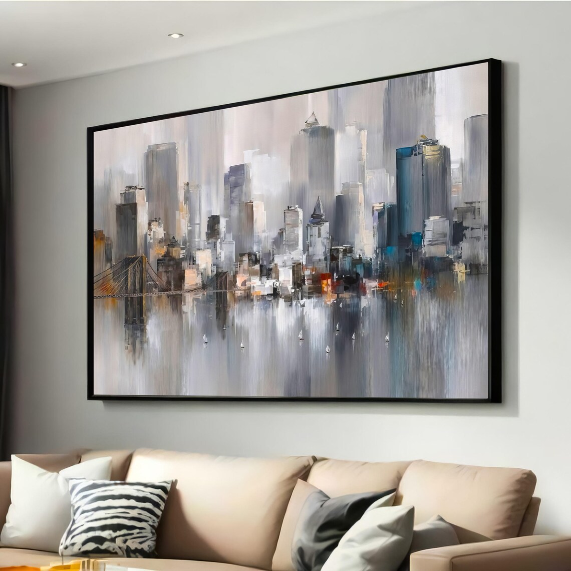 Modern Cityscape With Reflections, Urban Skyline Art Print