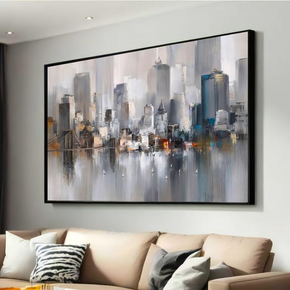 Modern Cityscape With Reflections, Urban Skyline Art Print
