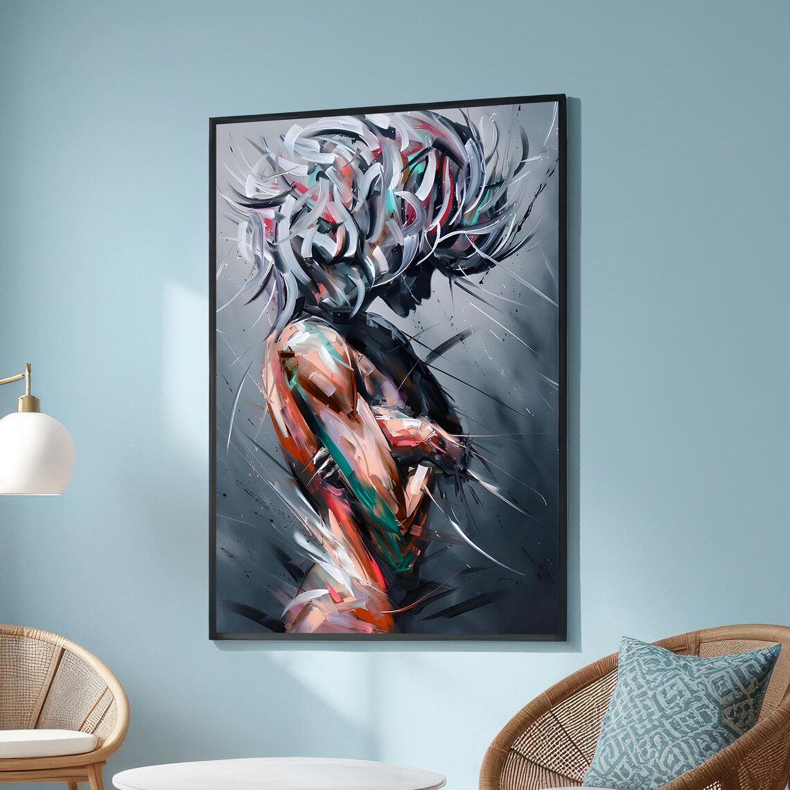 Abstract Female Silhouette, Fluid Brushstroke Art Print