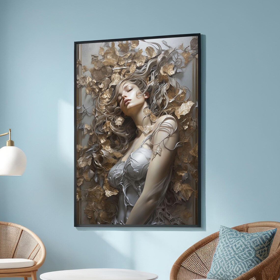 Dreamlike Woman With Flowing Hair, Surreal Fantasy Art Print