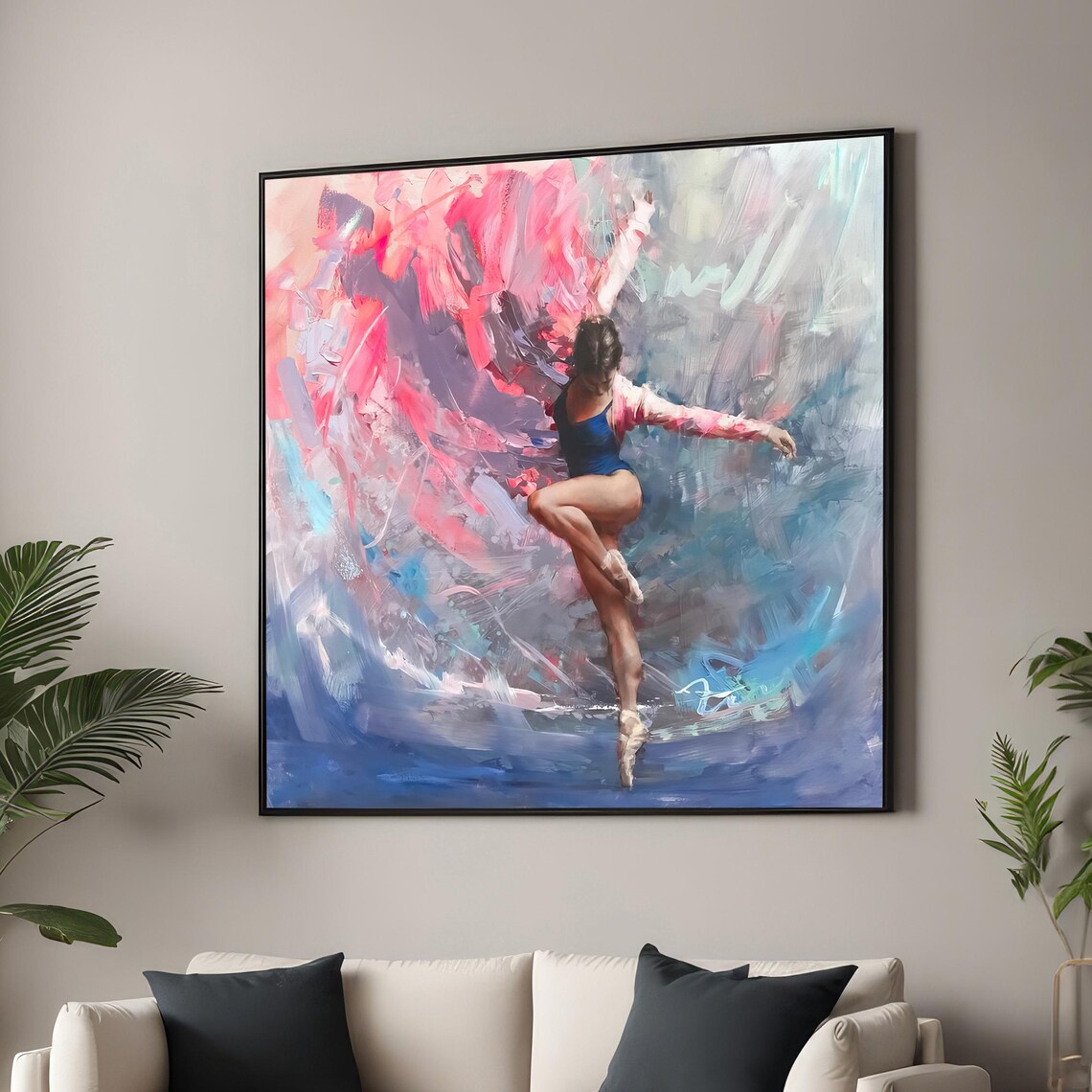 Dynamic Ballerina Print, Abstract Fluid Movement