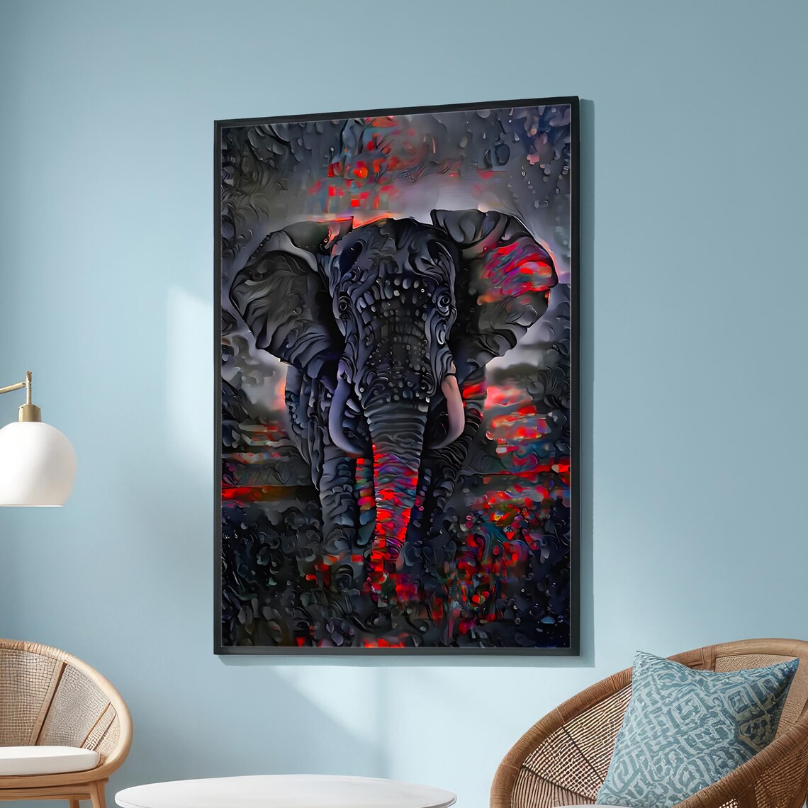 Abstract Elephant Art Print, Surreal Wildlife Decor
