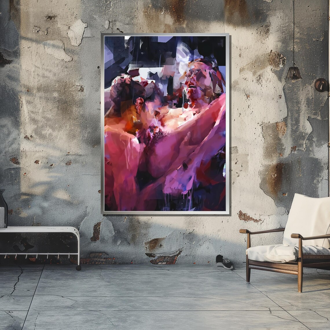 Abstract Intimate Couple, Expressionist Painting - Image 5