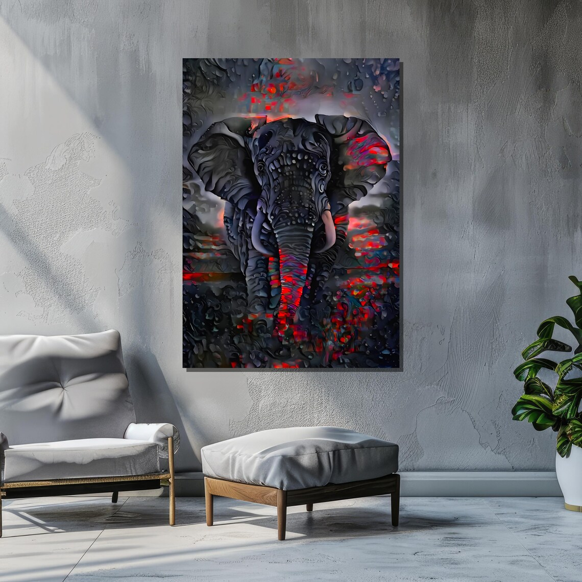 Abstract Elephant Art Print, Surreal Wildlife Decor - Image 6
