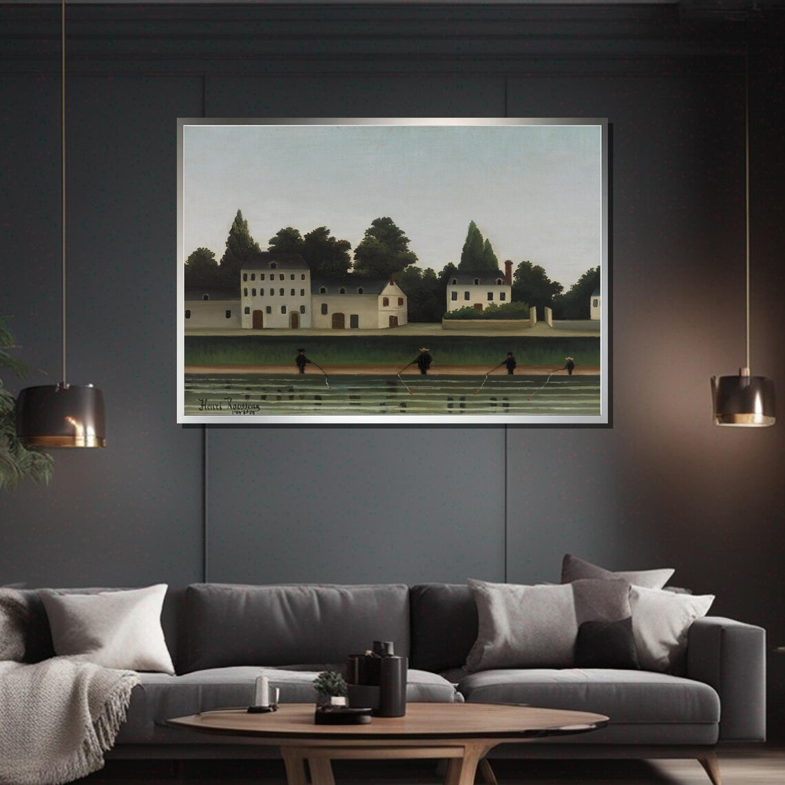 Henri Rousseau Landscape And Four Fishermen Art Print - Image 5