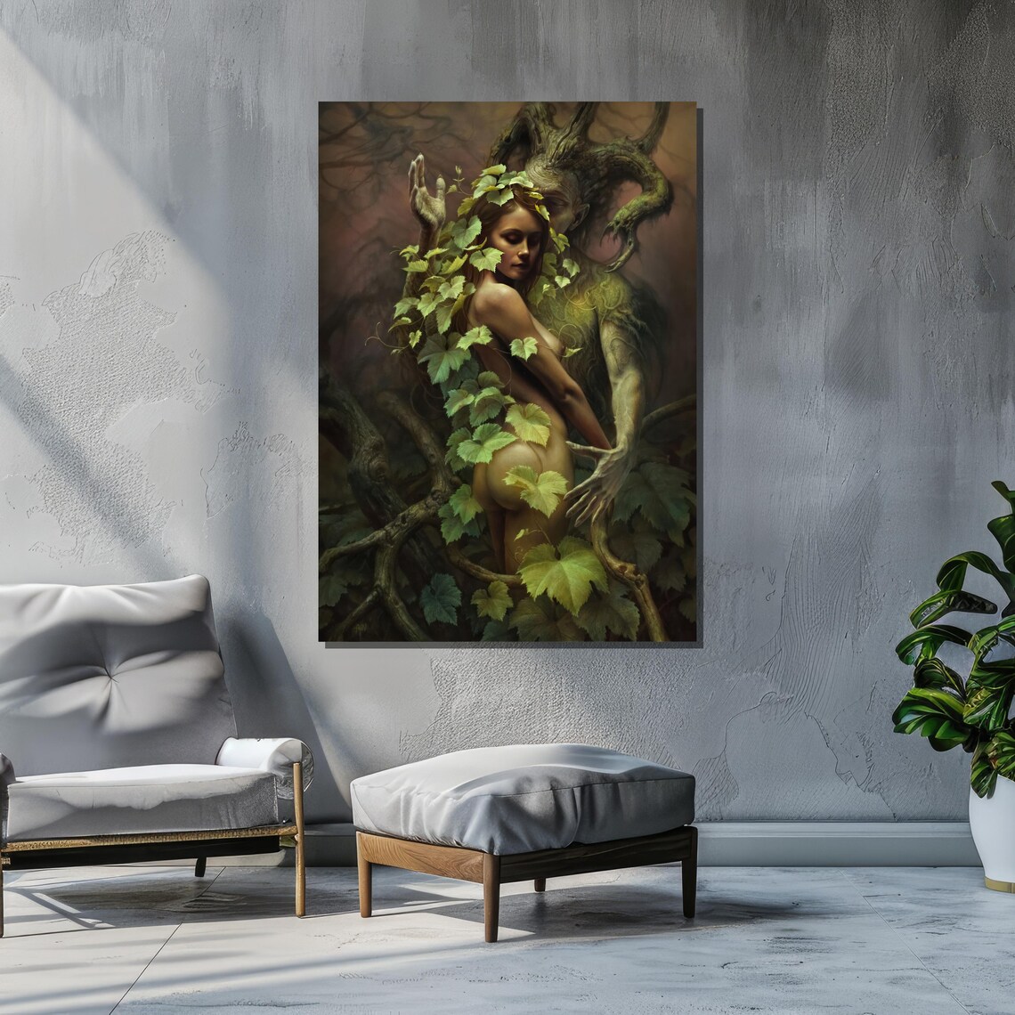 Surreal Nude Woman With Forest Spirit Fantasy Art - Image 4