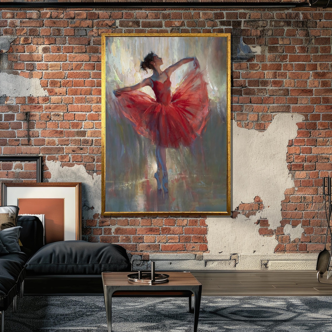 Elegant Ballerina In Red Tutu, Dance Artwork - Image 5