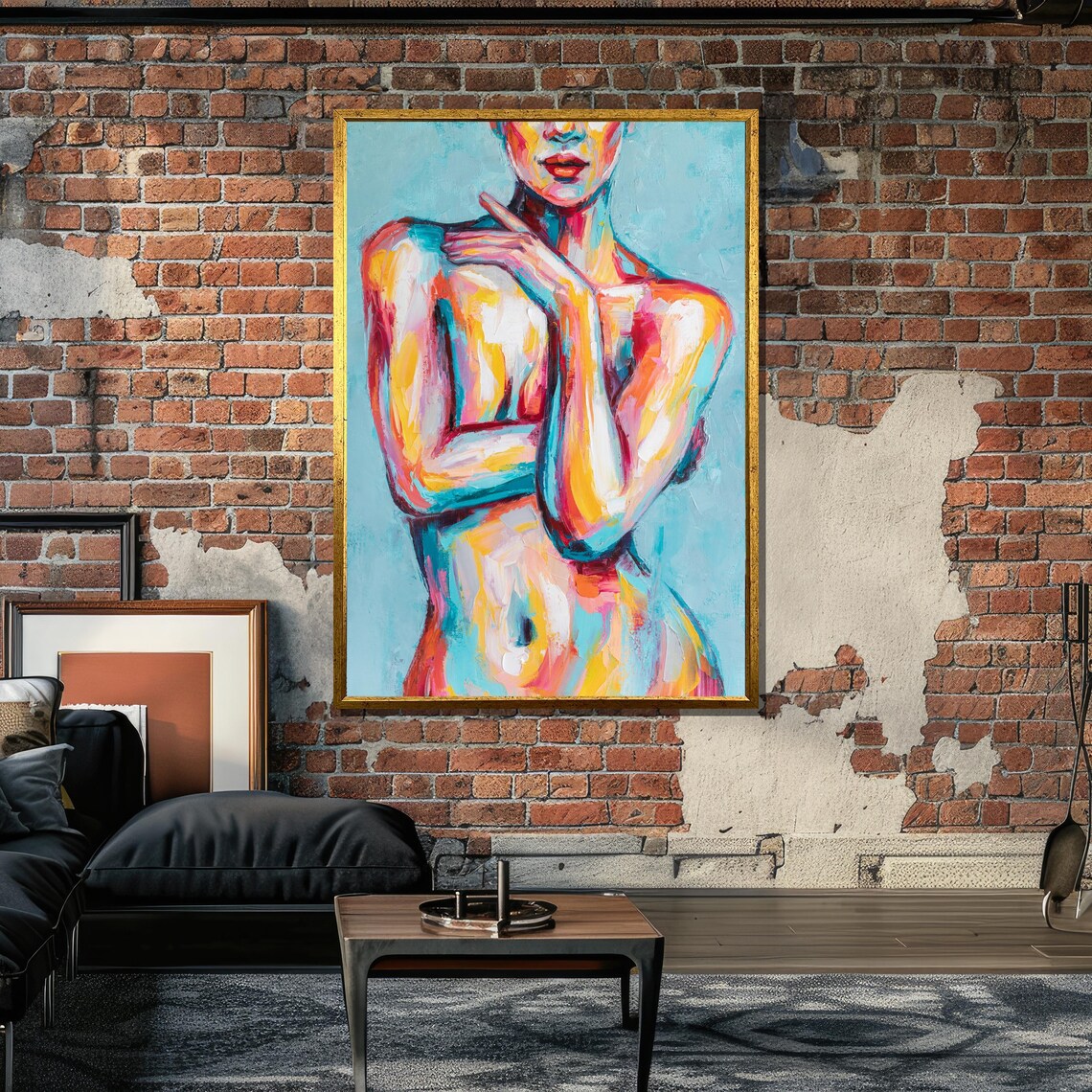 Colorful Abstract Female Body, Expressionist Painting - Image 5