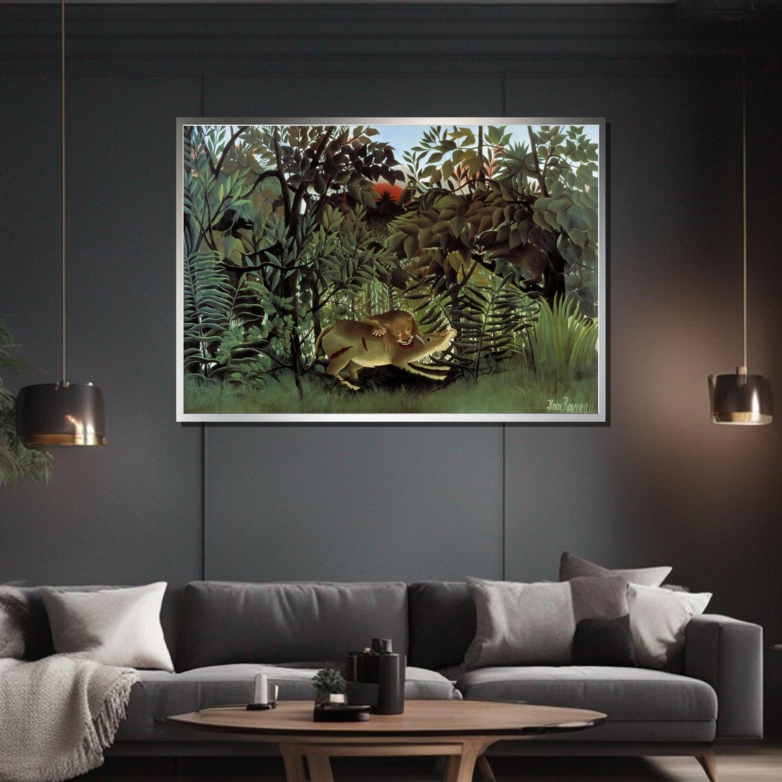 Henri Rousseau The Hungry Lion, Jungle Scene Art Print - Image 5