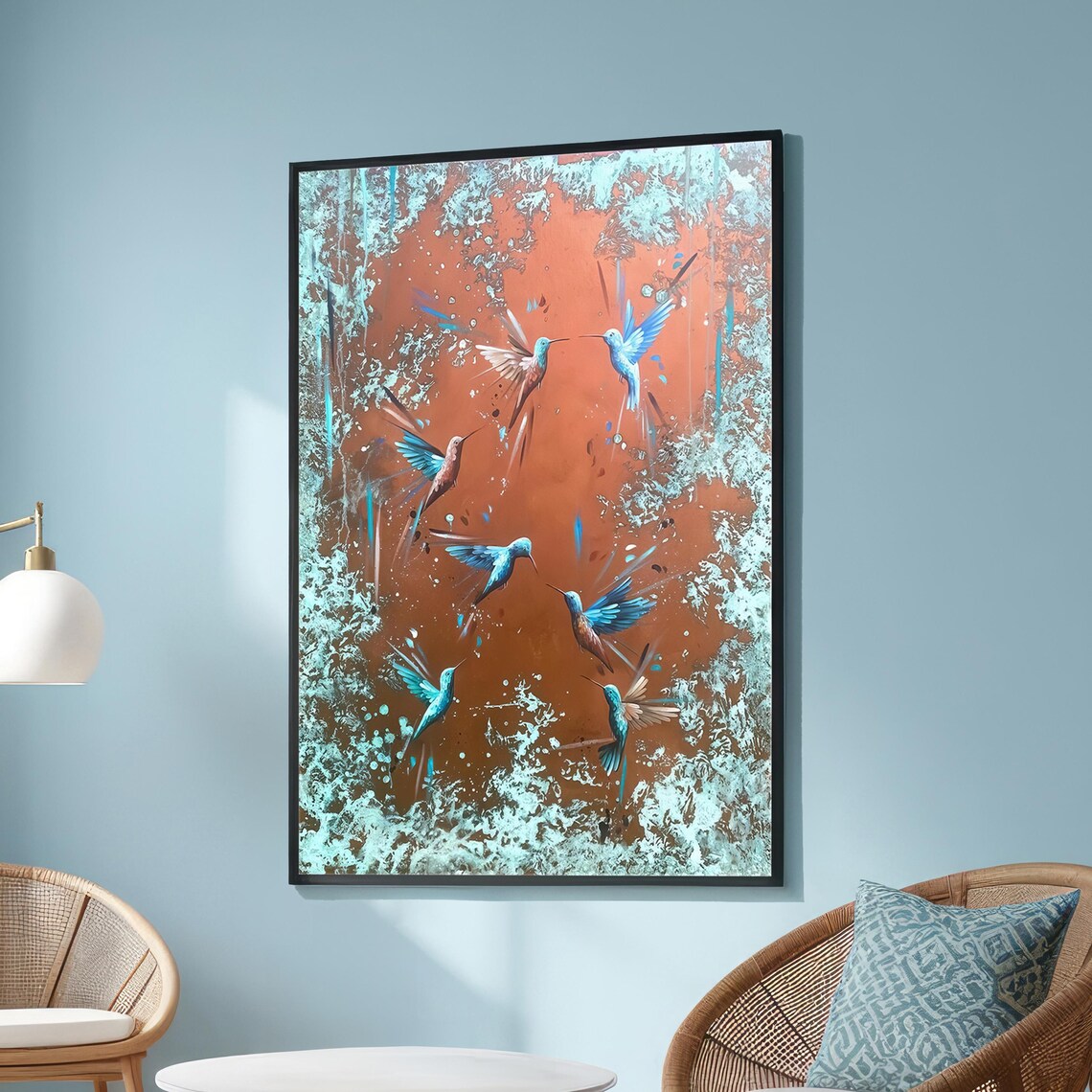 Abstract Hummingbird Art Print, Modern Wildlife Decor