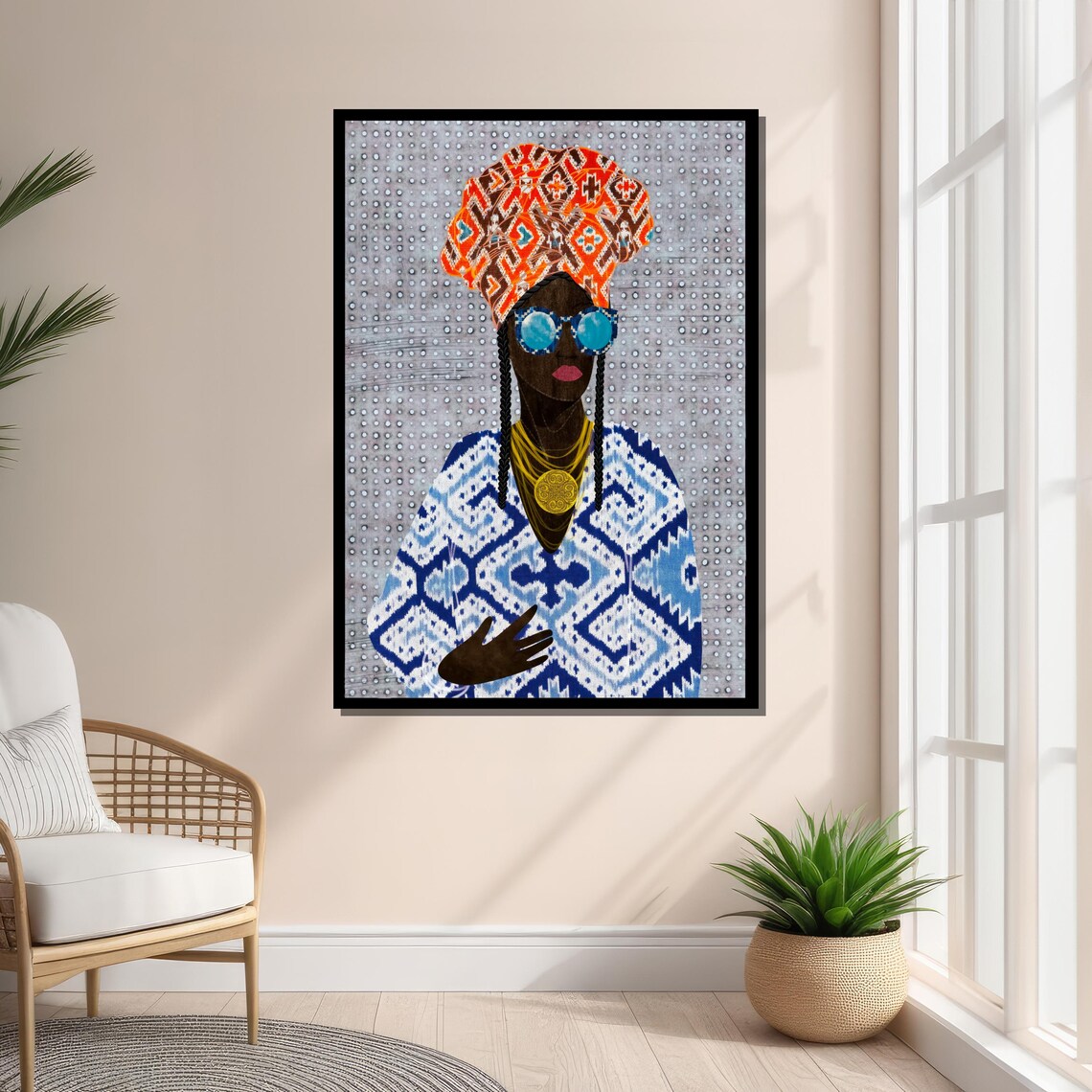 Modern Tribal Woman Portrait, Boho Eclectic Decor - Image 5