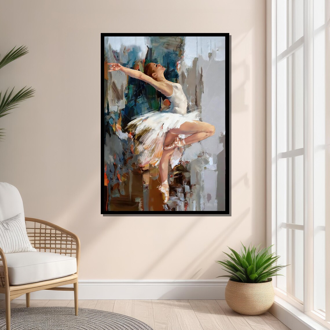 Elegant Ballerina Art Print, Abstract Background - Image 5