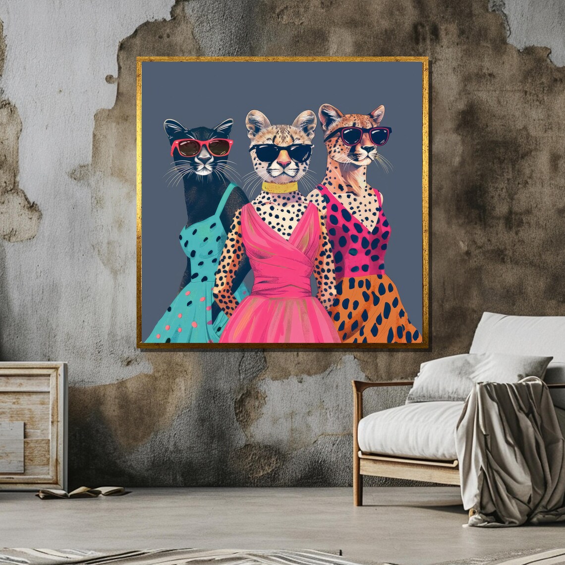 Fashionable Cat Pop Art, Whimsical Animal Decor - Image 5