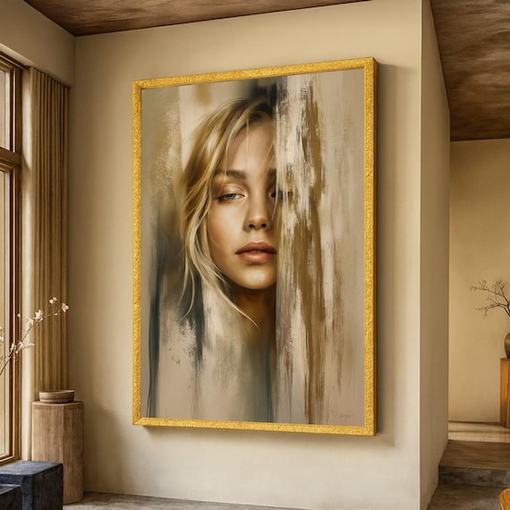 Blonde Woman Painterly Portrait Soft Brushstroke Elegant Art Poster