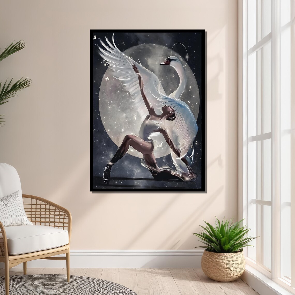 Celestial Ballerina With Swan, Ethereal Ballet Art - Image 2