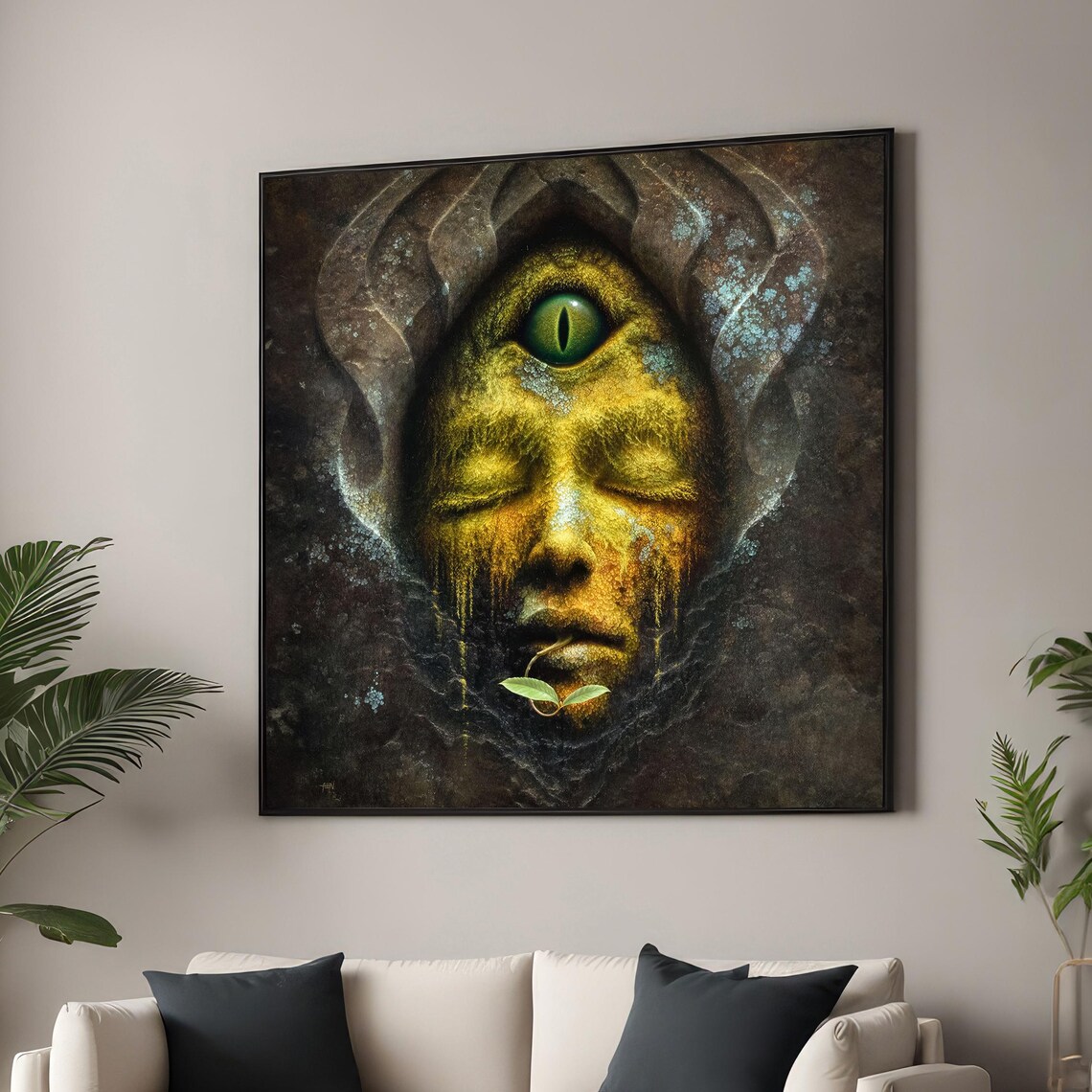 Surreal Face With Third Eye, Mystical Abstract Art