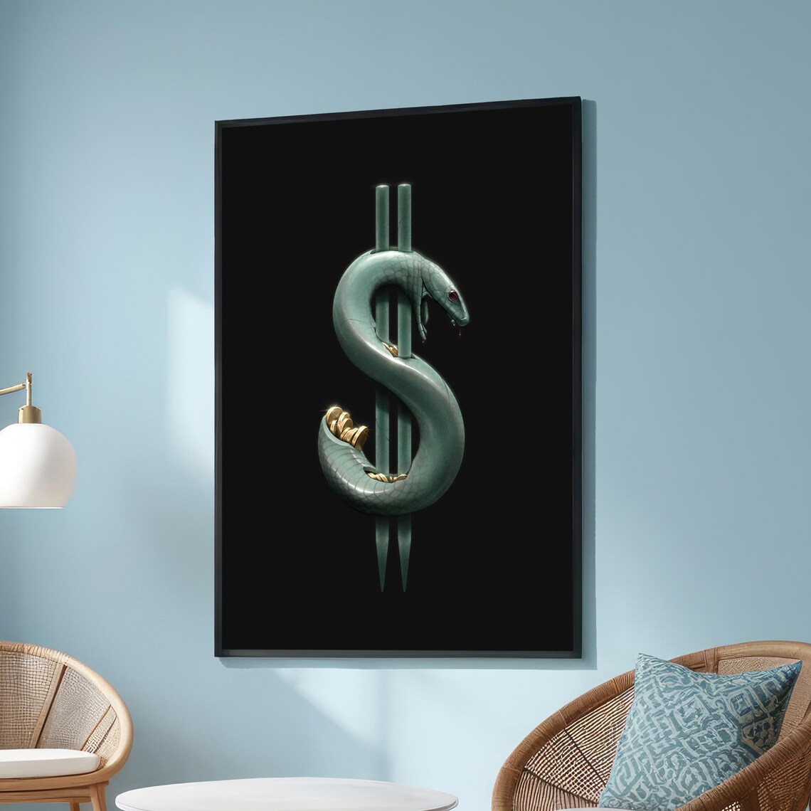 Serpent Wrapped Around Dollar Symbol, Wealth And Power