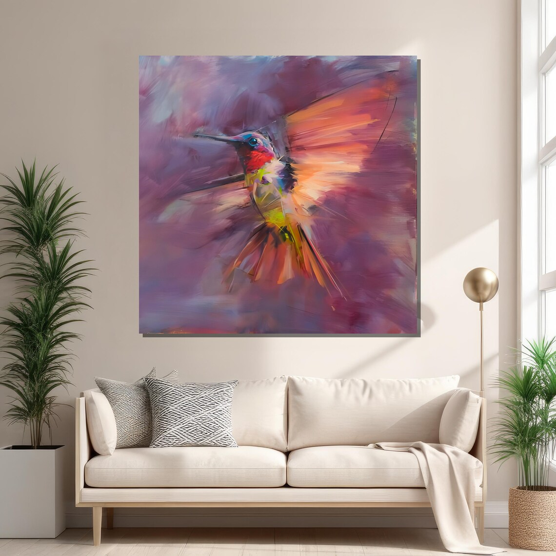 Hummingbird Art Print, Abstract Expressionist Nature - Image 2