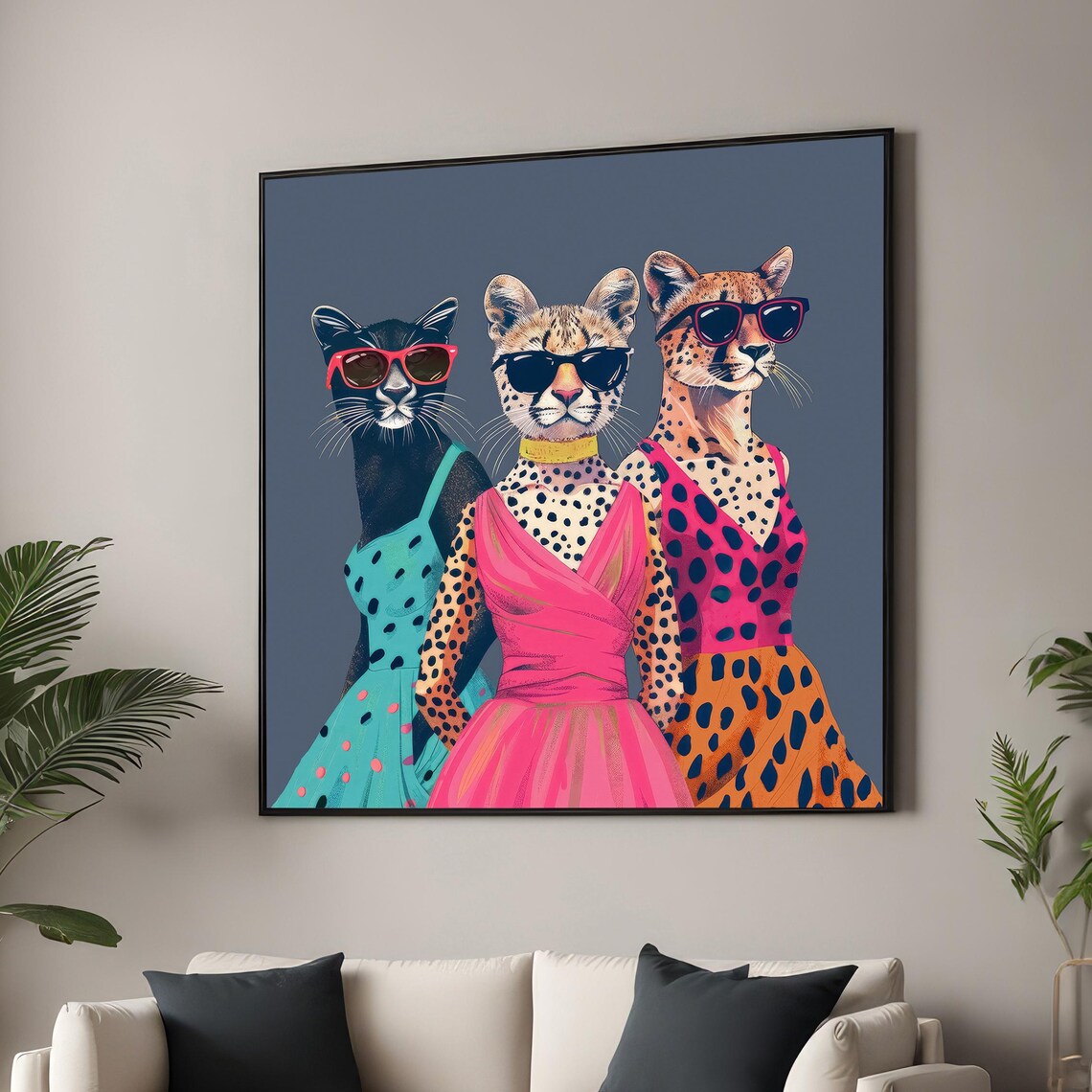 Fashionable Cat Pop Art, Whimsical Animal Decor - Image 6