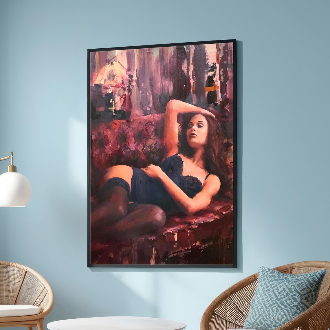 Luxurious Lingerie Art, Intimate Woman Lounging