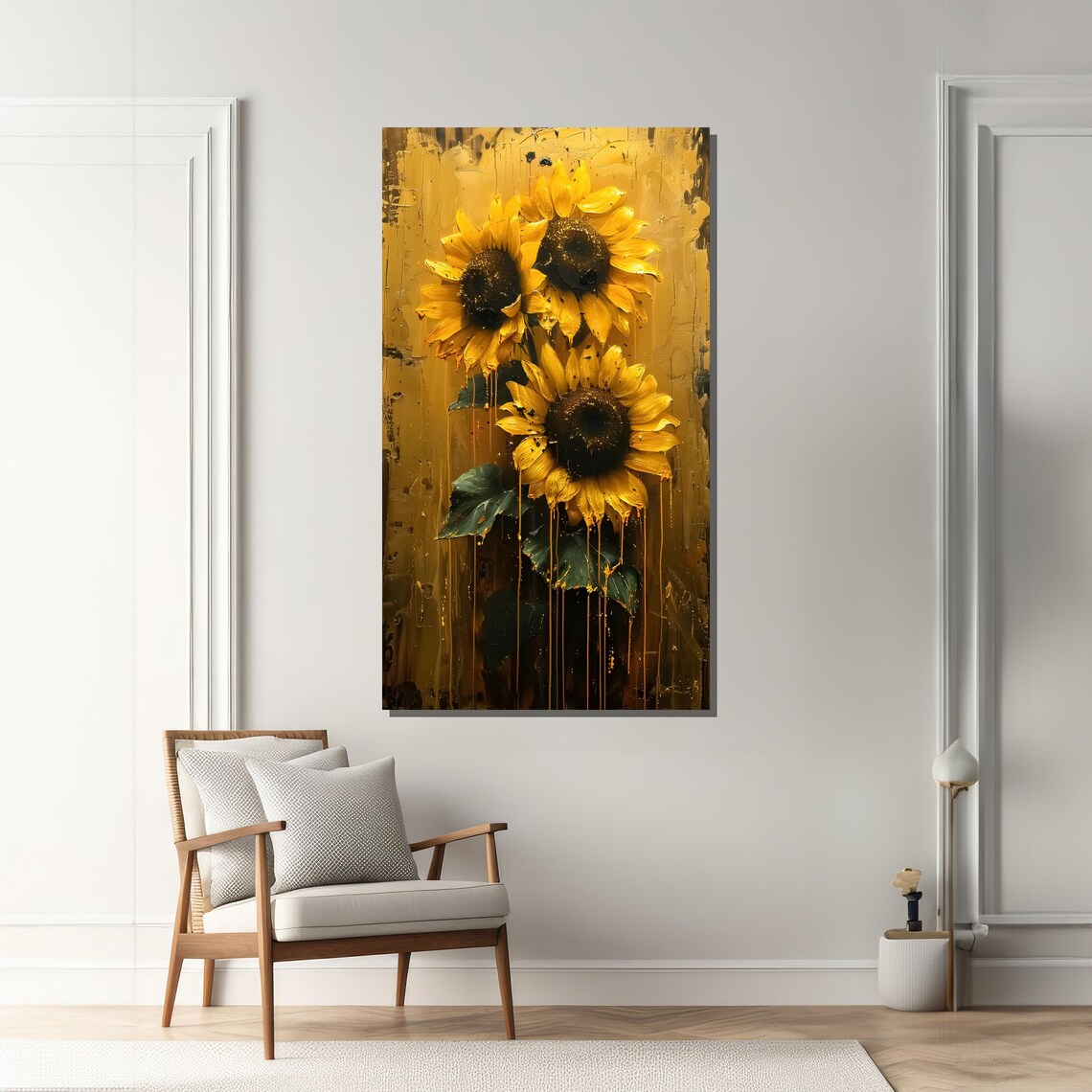 Sunflowers With Dripping Paint, Bold Floral Art Print - Image 2