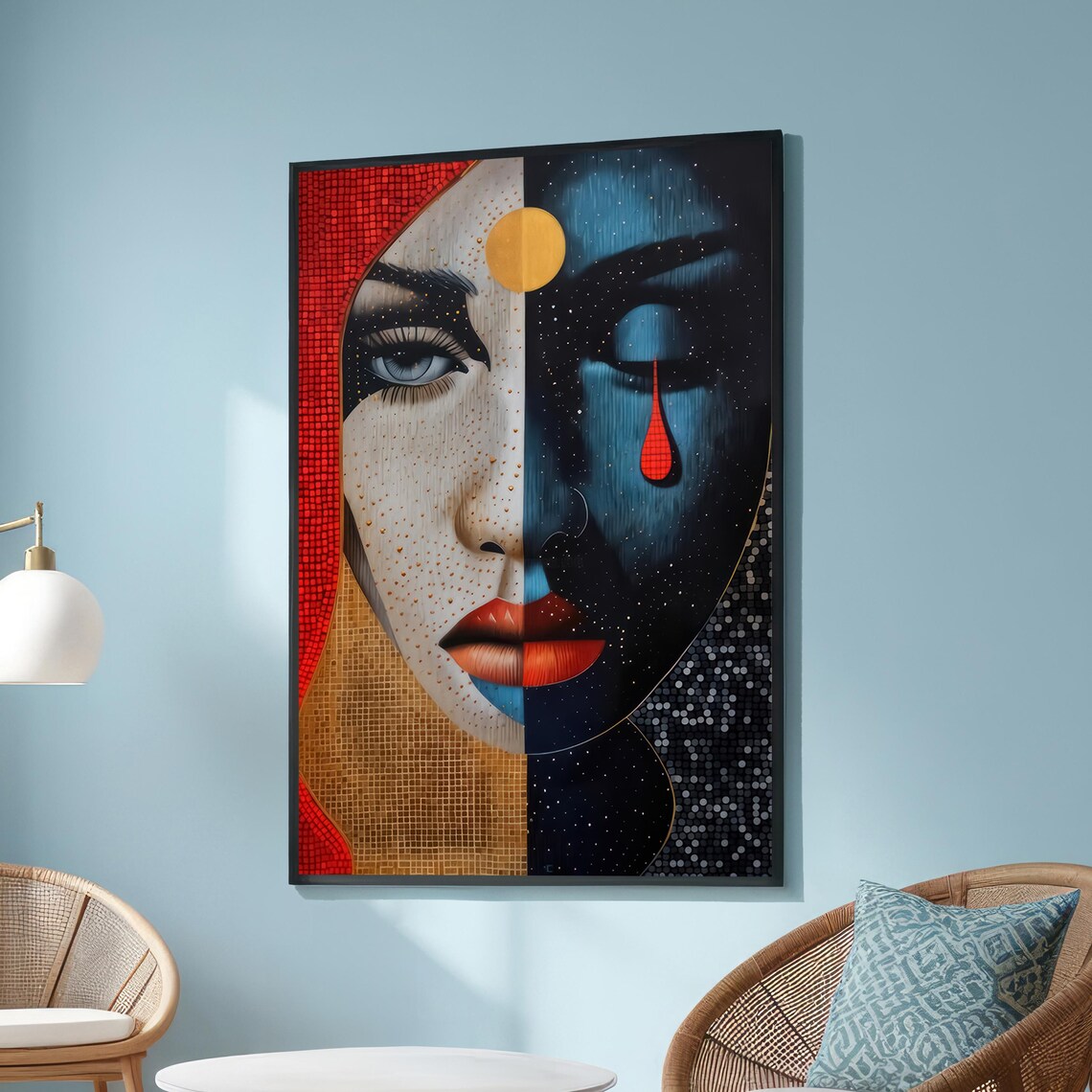 Yin And Yang Woman Portrait, Surreal Art Print