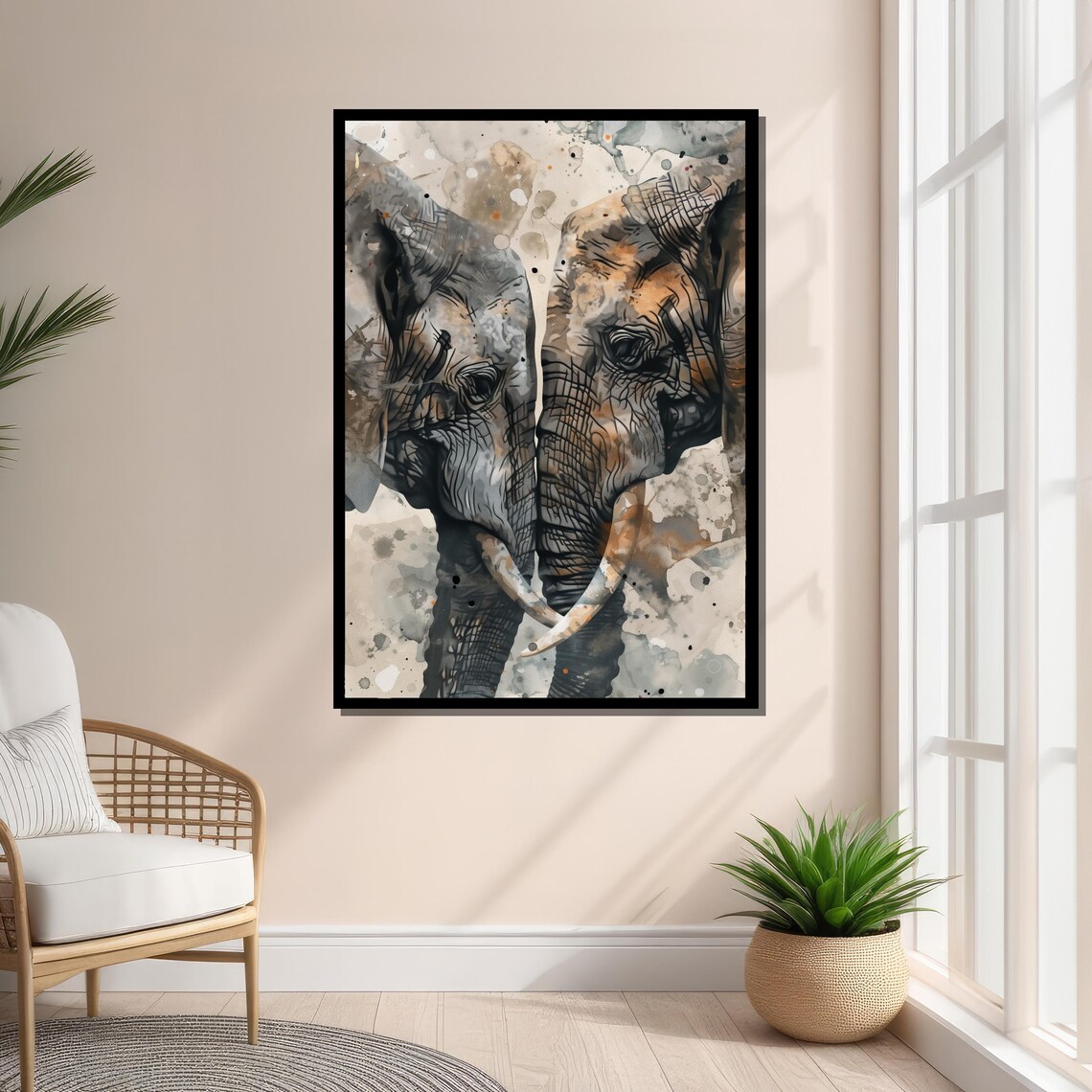 Elephant Love Watercolor Art Print, African Wildlife - Image 3