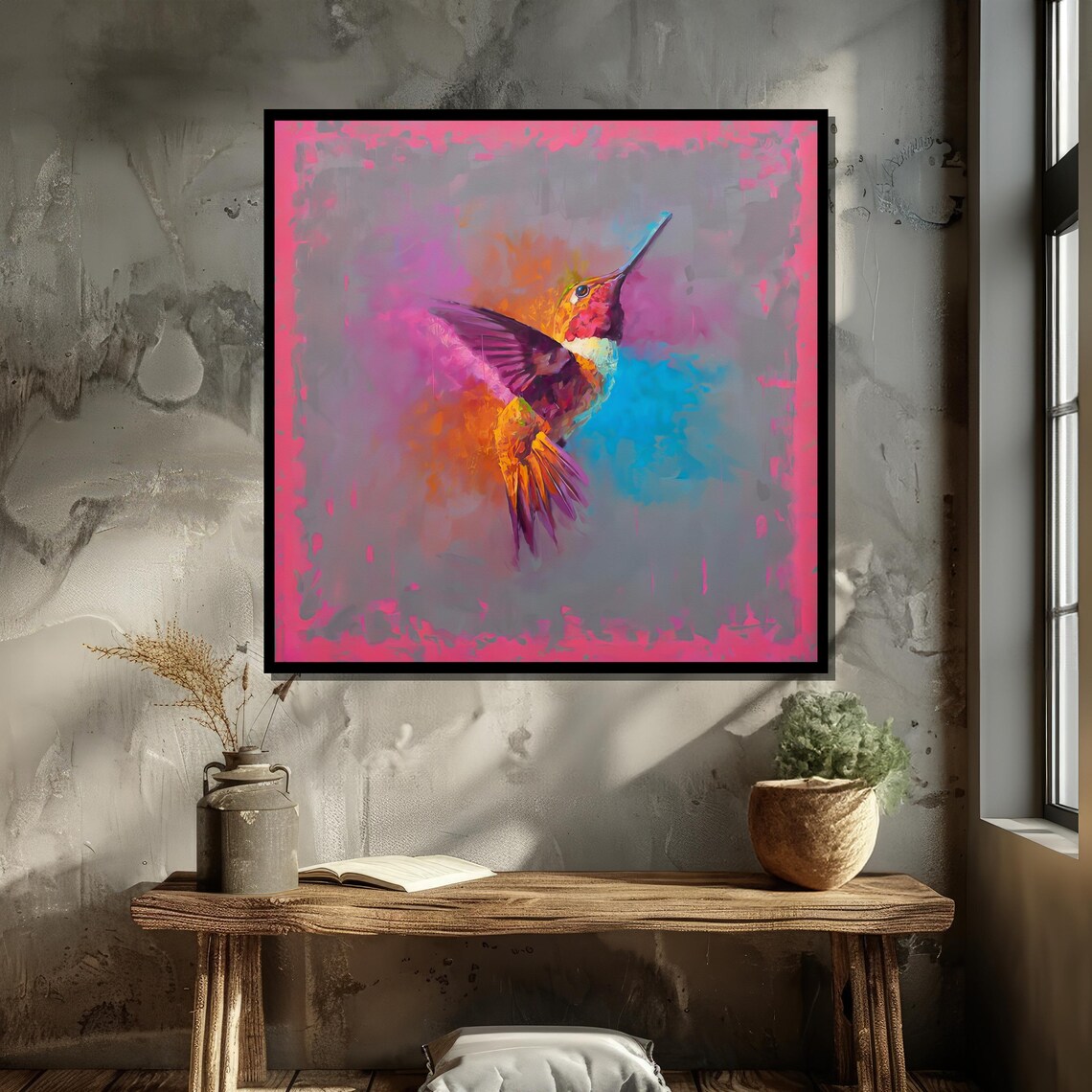 Colorful Hummingbird By Jamel Akib, Abstract Bird Art - Image 5