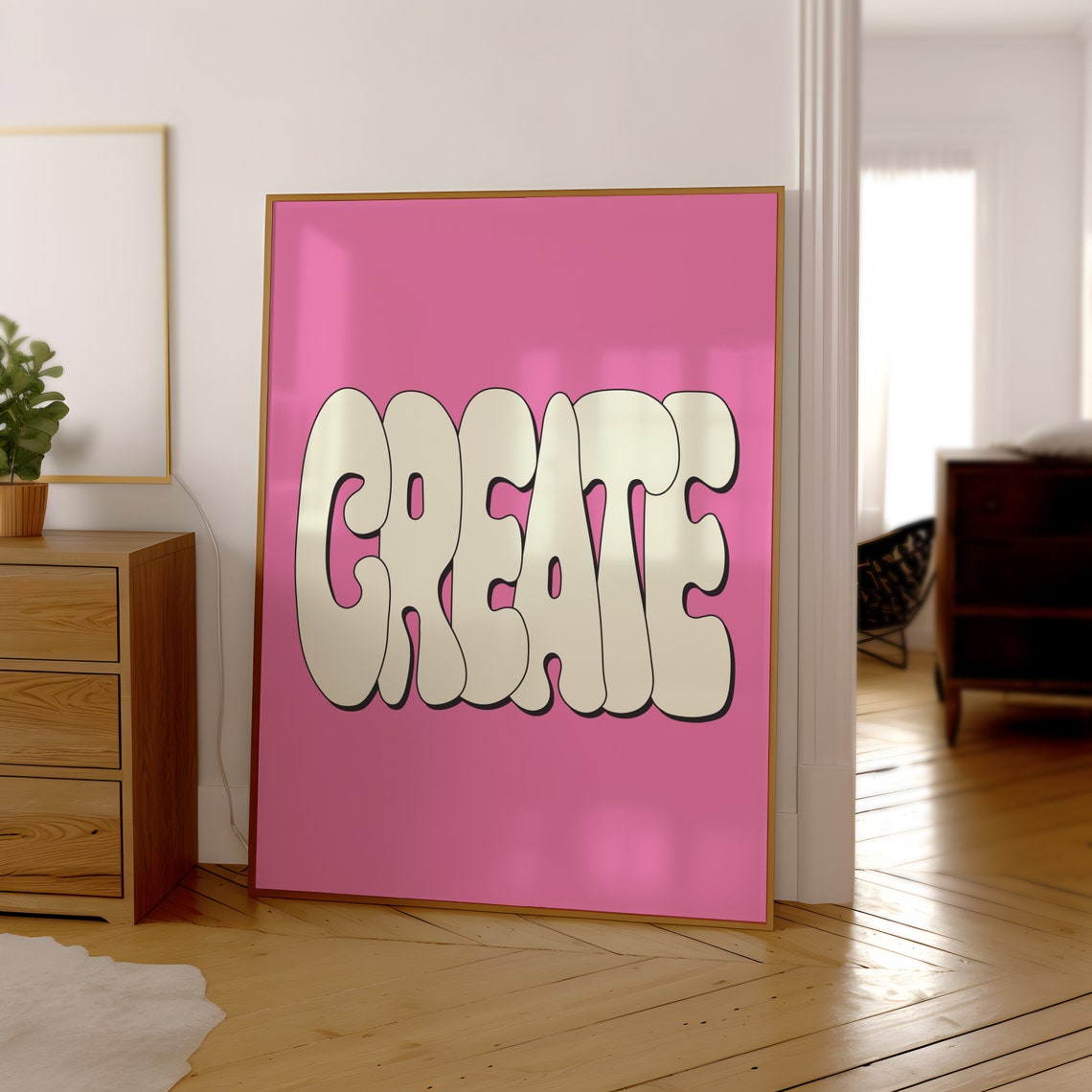 Create Pink Bubble Retro Typography Bold Minimalist Quote Poster - Image 3