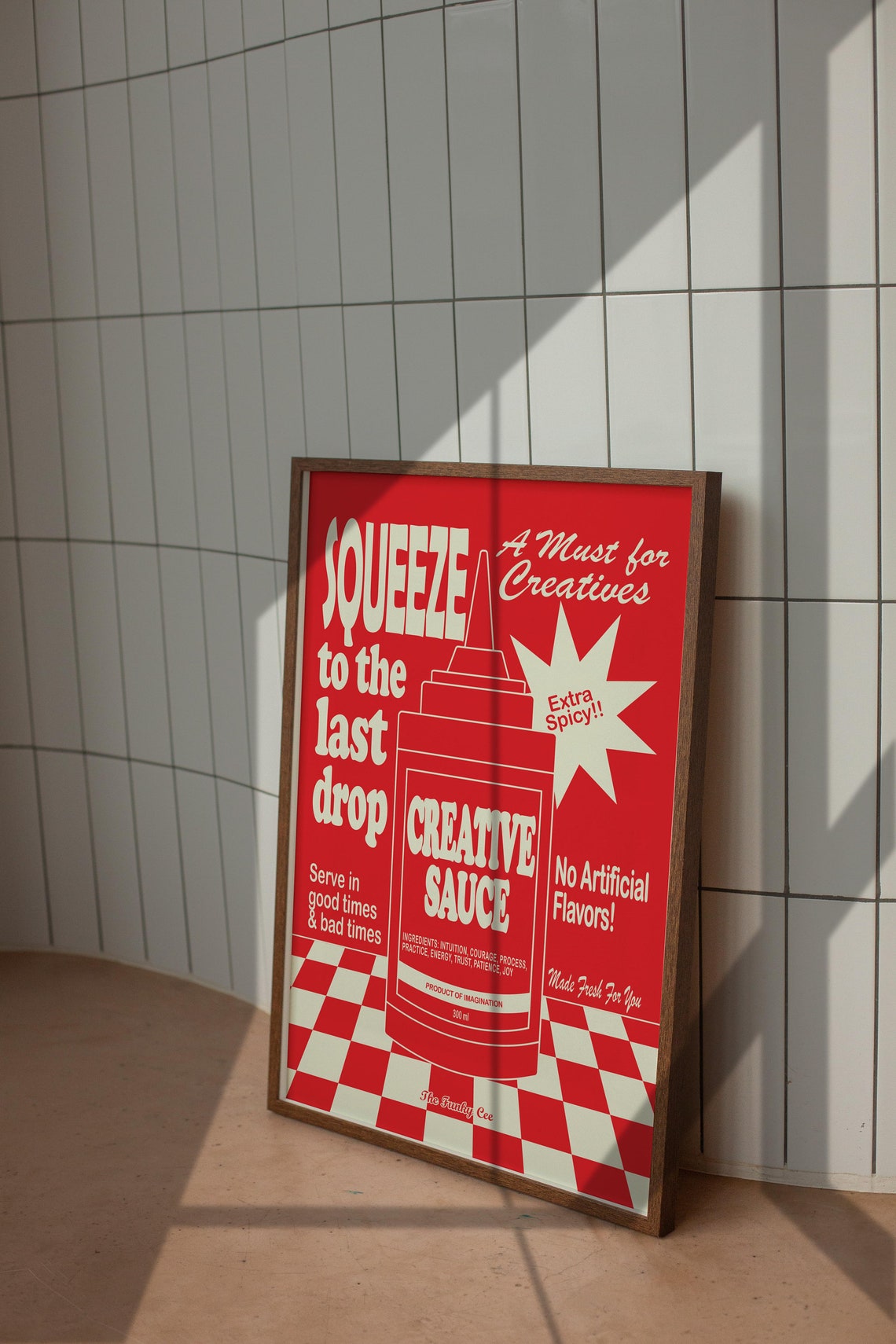 Creative Sauce Squeeze to the Last Drop Retro Red Diner Ad Poster - Image 4